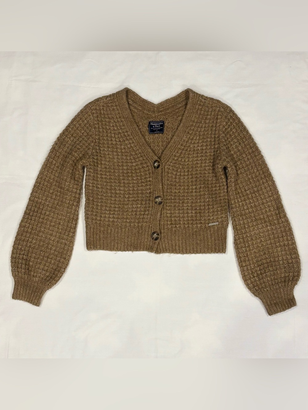 Abercrombie & Fitch Chunky Waffle Knit Cropped Cardigan Sweater Small